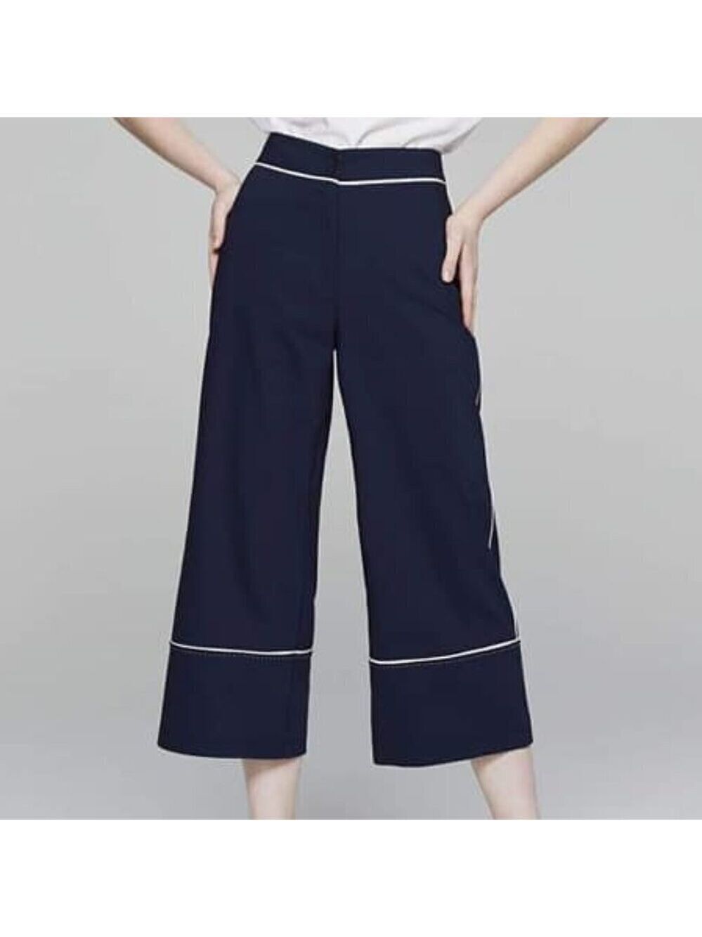 Oak + Fort Contrast Cropped Navy Pants 0